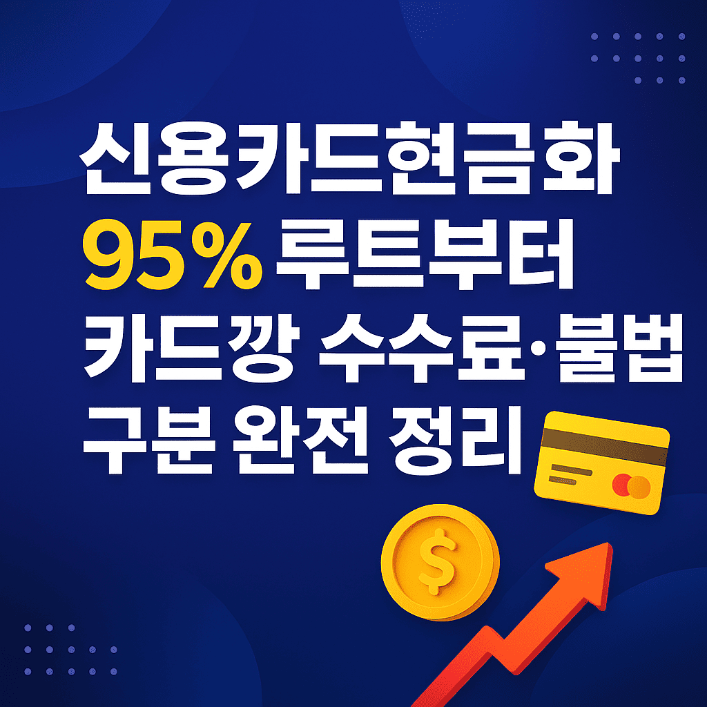 신용카드현금화 95 루트부터 카드깡 수수료·불법 구분 완전 정리