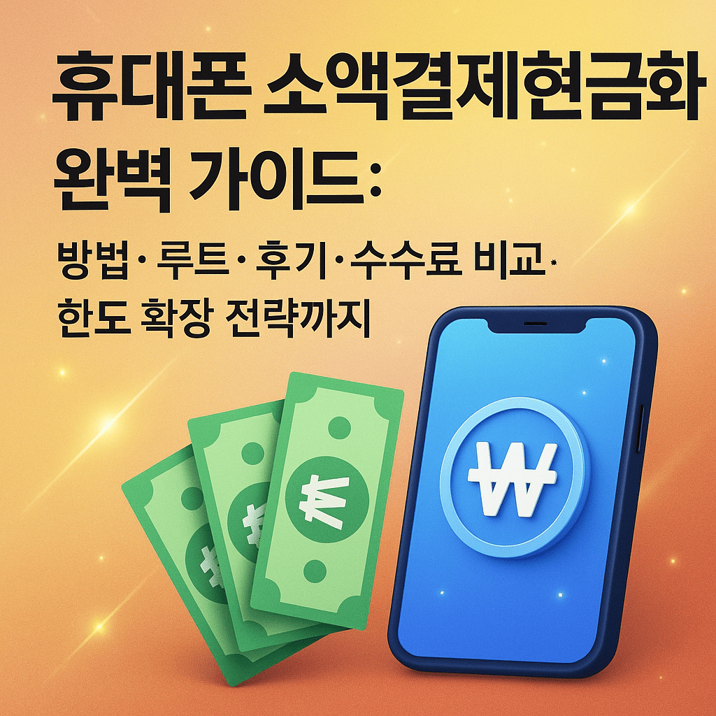 휴대폰 소액결제현금화 완벽 가이드 방법부터 루트·후기·수수료 비교·한도 확장 전략까지 총 7단계 분석